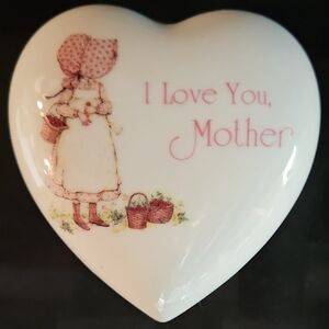 Holly Hobbie Heart-Shaped Ceramic "I Love You, Mother" Keepsake Box